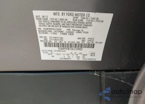 2014 Ford Taurus Limited z USA, uszkodzony, nr VIN 1FAHP2F81EG123902